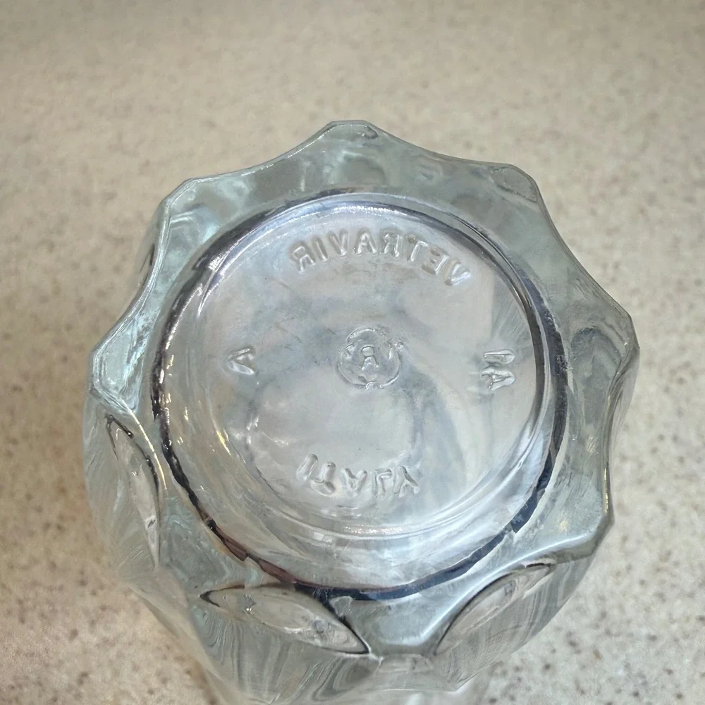 VTG Vetravir Italy Clear Glass Juice Glasses Set of 6 Paneled Scalloped Art Deco